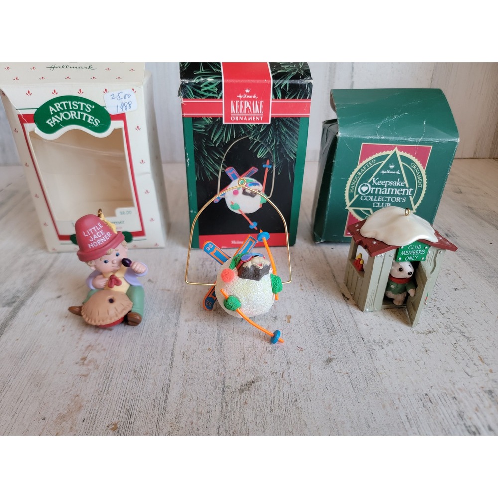 Hallmark variety elf skiing clubhouse vintage ornament Xmas‎ set animal